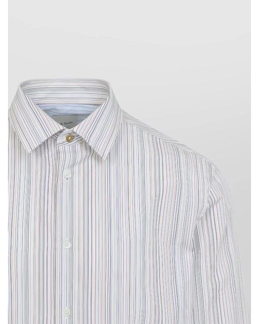 Paul Smith White Cotton Regular-Fit Stripe Shirt for men