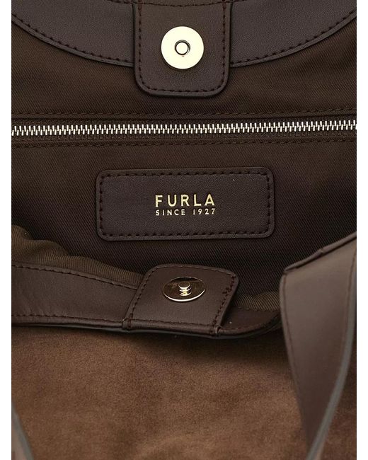 Furla Brown Dora M Shoulder Bag Suede Leather