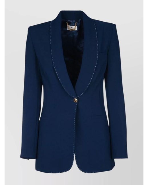 Elisabetta Franchi Blue Tailored Single-Breasted Jacket Buttoned Cuffs
