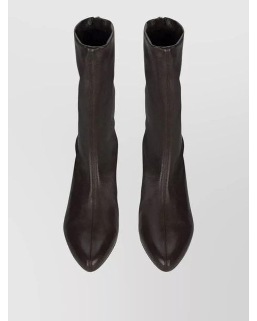 Victoria Beckham Black Leather Mid-Heel Ankle Boots