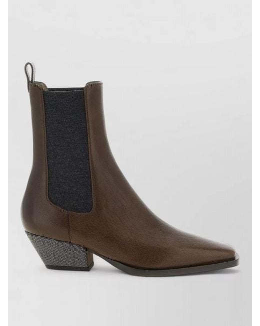 Brunello Cucinelli Brown Leather Ankle Boots