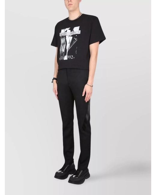 McQueen Black Virgin Wool Tailored Trousers for men
