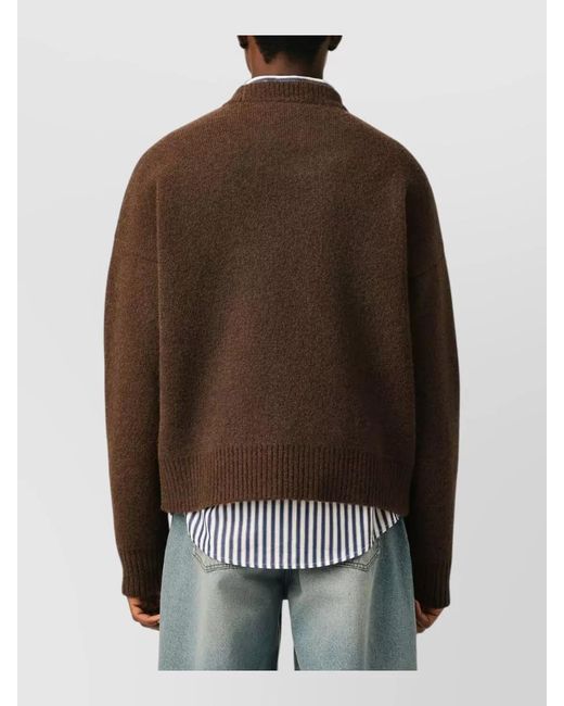 AMI Brown Alpaca Wool Crewneck Jumper for men