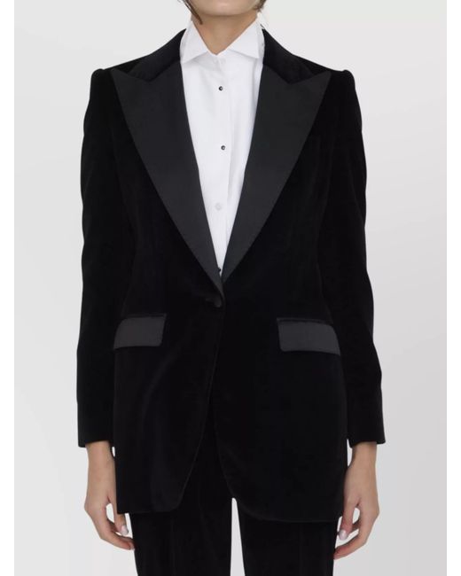 Dolce & Gabbana Blue Velvet Tuxedo Jacket With Peaked Lapels