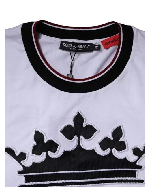 Dolce & Gabbana Gray Cotton Crew Neck Short Sleeve T-Shirt for men