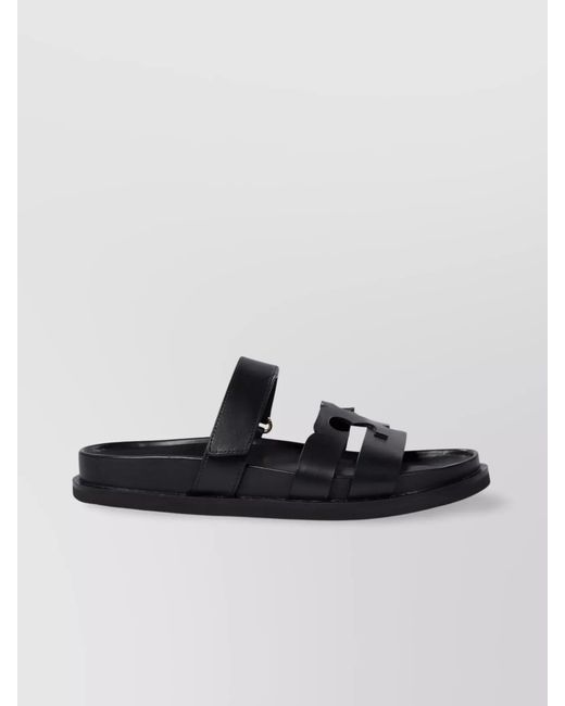 Tory Burch Black Leather Ines Sport Slide Sandals