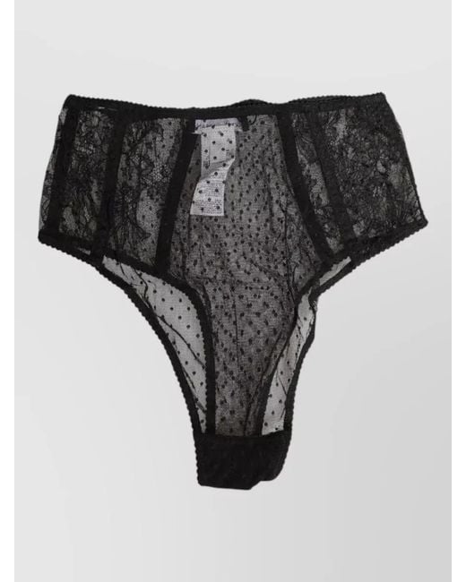 Dolce & Gabbana Black Lace Polka Dot High Waist Panties