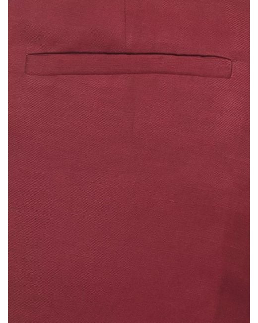 P.A.R.O.S.H. Red Linen Blend Pants Four Pockets Cuffed Hem
