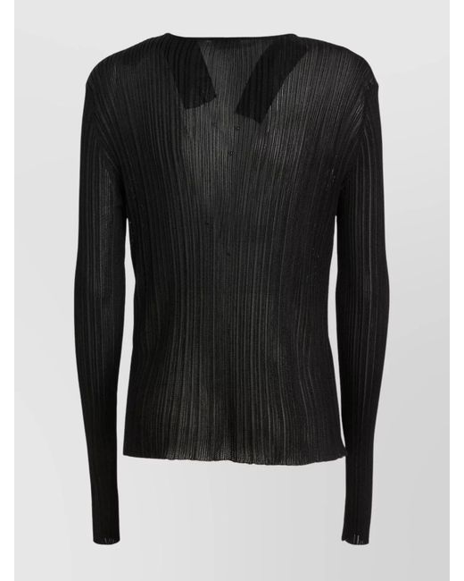 Tom Ford Black Shiny Ribbed Knit Top