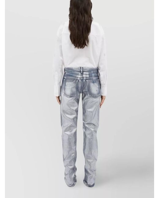 MSGM Blue Cotton Straight Trousers