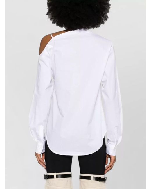 Coperni White Cotton Asymmetric Long-Sleeve Shirt