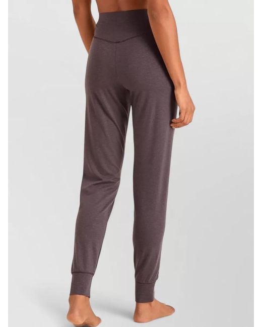 Calida Purple Pants Elastic Waistband Ribbed Cuffs Seams