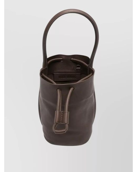 Uma Wang White Small Bucket Bag Smooth Top Handle Strap