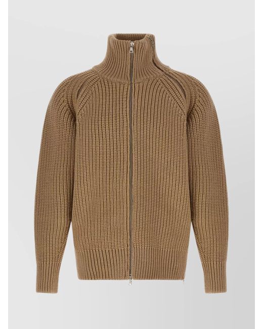 Dries Van Noten Natural "Monty" High Collar Ribbed Texture Sweater for men