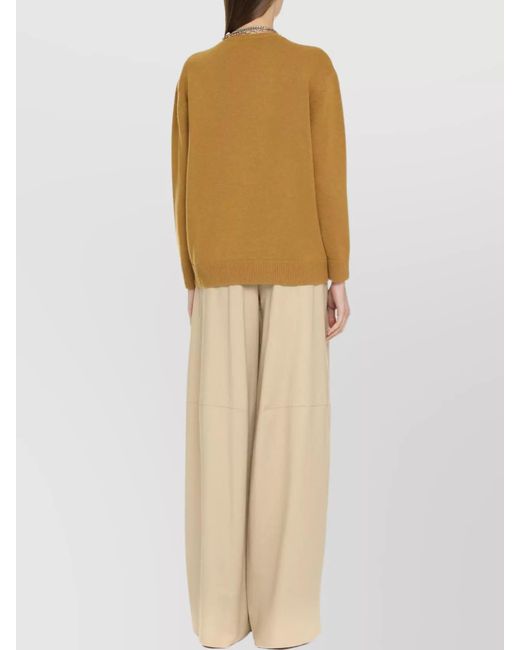Max Mara Natural Cashmere Wool Sequin-Embroidered Jumper