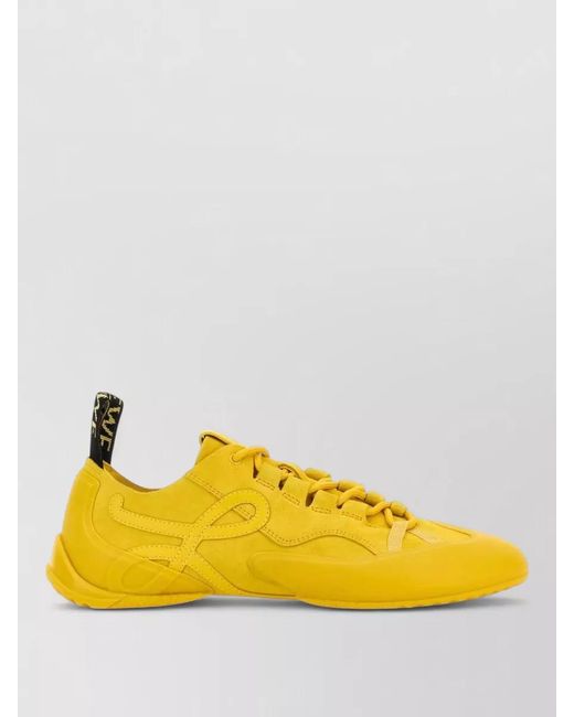 Loewe Yellow Suede Grip Sneakers Low Top Lace Up