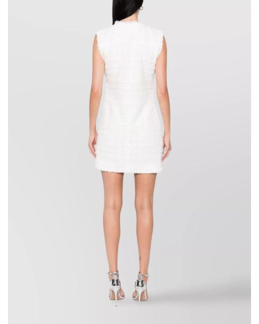 IRO White Sleeveless Tweed Mini Dress