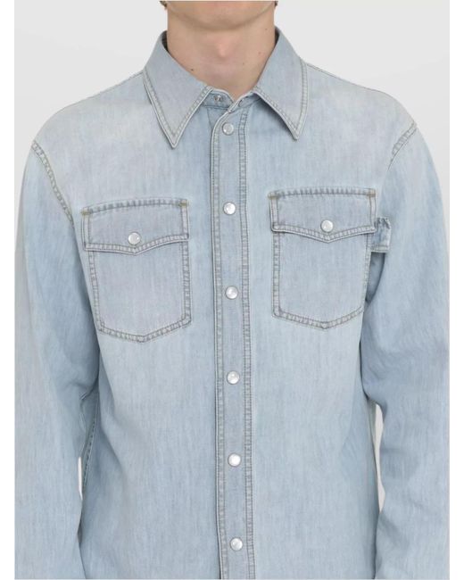 Bottega Veneta Blue Denim Shirts for men
