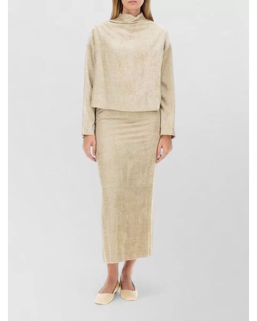 Alysi Natural Velvet Skirt High Waist Side Slit