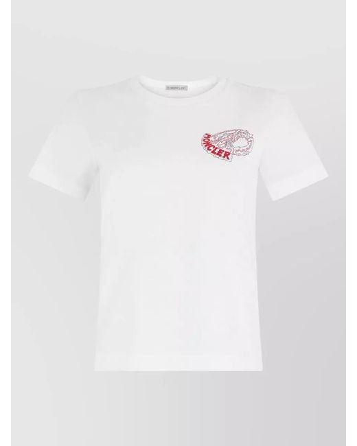 Moncler White Cotton Jersey T Shirt Graphic Print