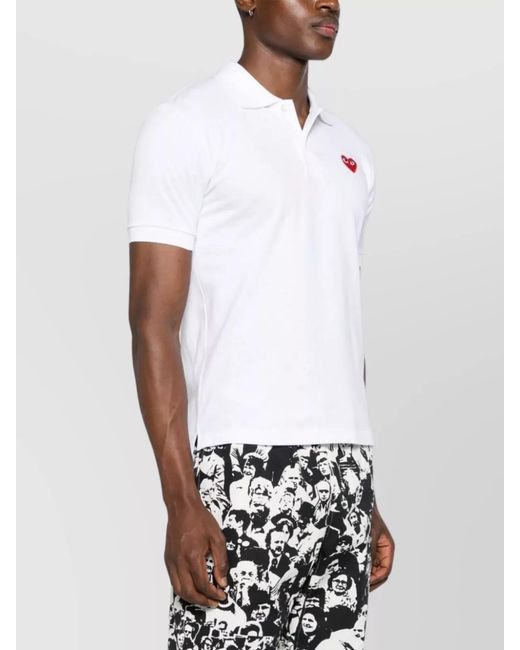 COMME DES GARÇONS PLAY White Piqué Cotton Short-Sleeve Polo Shirt