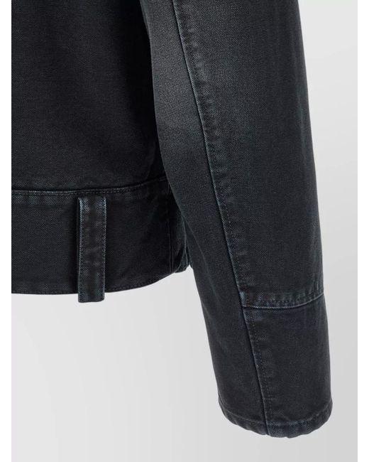 Marni Blue Canvas Jacket Adjustable Hem Contrast Collar Side Pockets for men