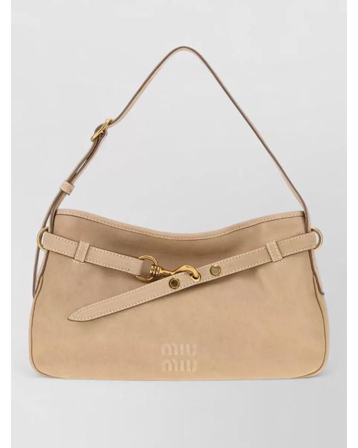 Miu Miu Natural Nappa Leather Shoulder Clutch Bag Adjustable Strap