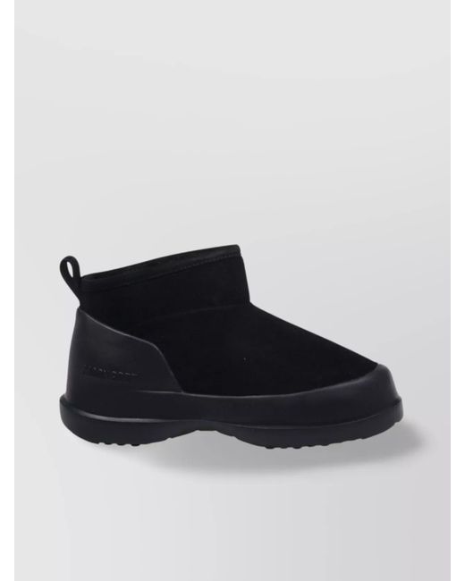 Moon Boot Black Suede Low Ankle Boot With Pull Tab