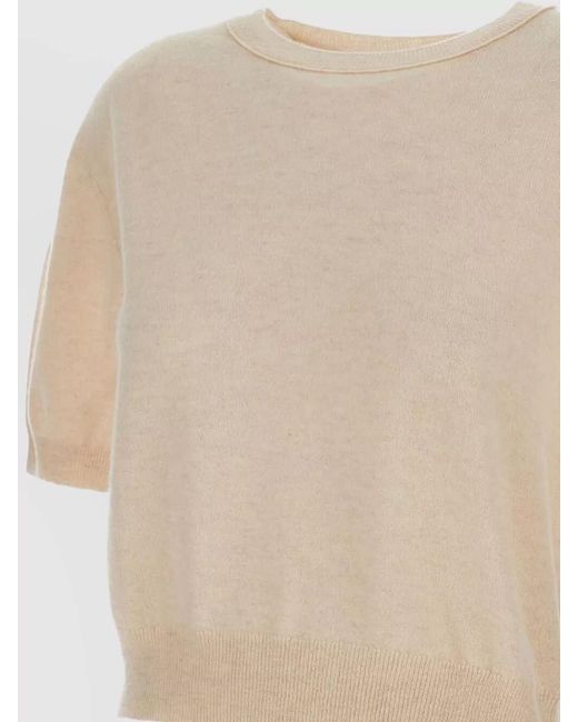 Lisa Yang White Genevra Cashmere Crew Neck Short Sleeve