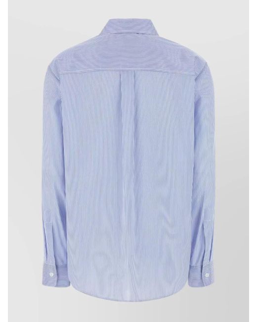 Blazé Milano Blue Embroidered Silk Blend Shirt