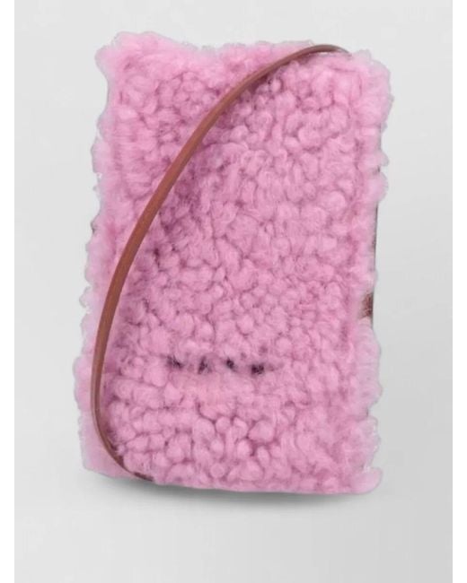 Marni Pink Crossbody Bag Faux Fur Trim Strap