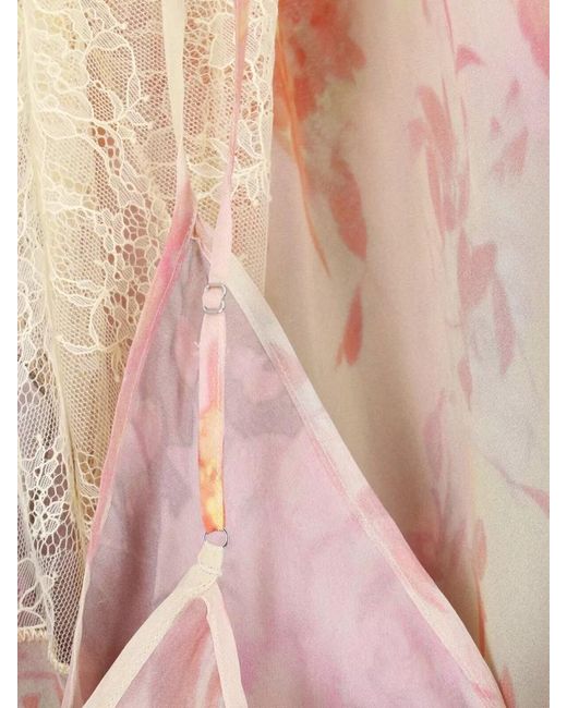DIESEL White Knee Length Dress Floral Lace Straps