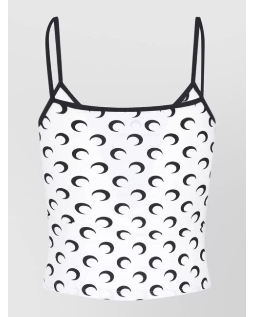MARINE SERRE White Moon Logo Sleeveless Jersey Top