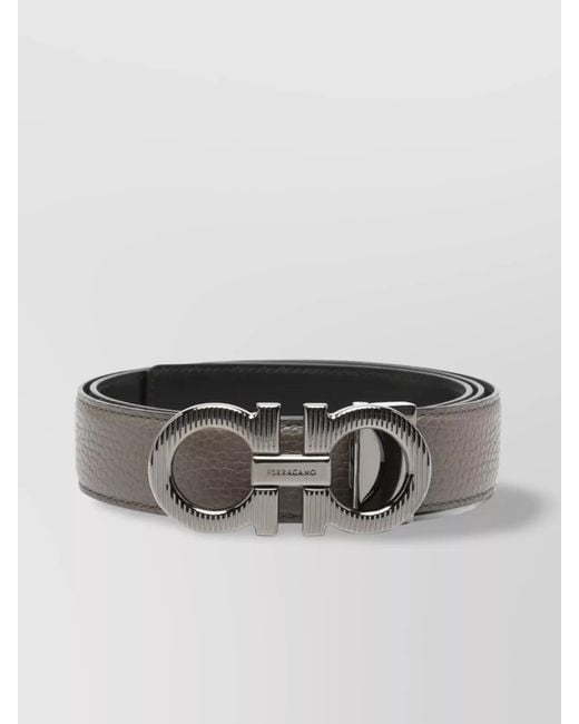Ferragamo Gray Leather Two-Tone Reversible Belt for men