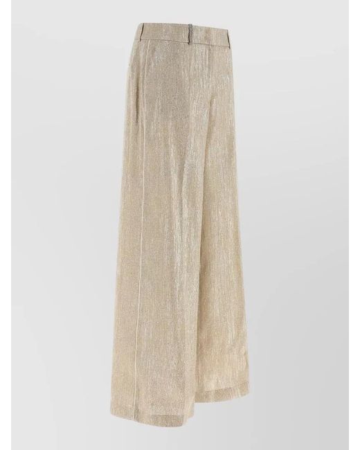 Peserico Natural Lamé Wide-Leg Trousers