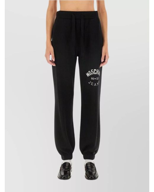 Moschino Black Virgin Wool Regular-Fit Jogging Trousers