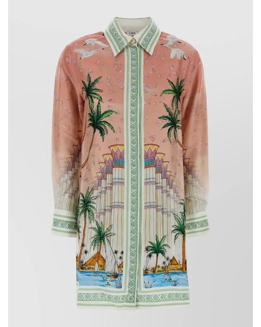 Casablanca Multicolor Tropical Twill Shirt Dress Relaxed Fit