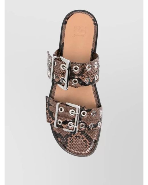 Ganni Multicolor Lace Sandals Open Toe Flat Sole
