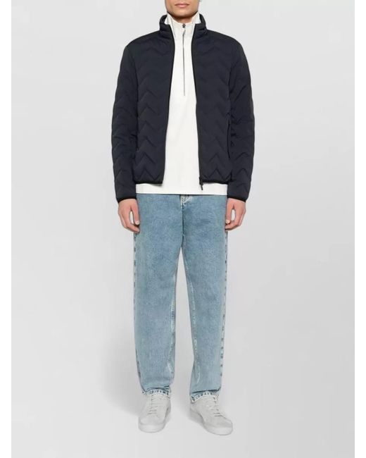 Emporio Armani Blue Chevron-Quilted Down Puffer Jacket for men