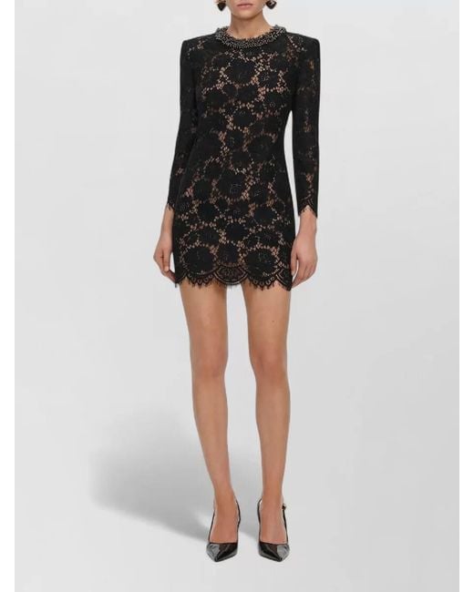 Self-Portrait Black Long Sleeve Lace Mini Dress Evening