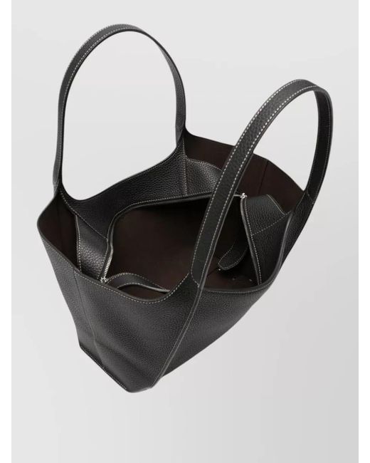 Tod's Black T Small Textured Leather Shoulder Tote