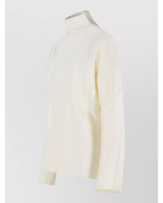 Rohe White Acetate Blend High Neck Long Sleeve Blouse