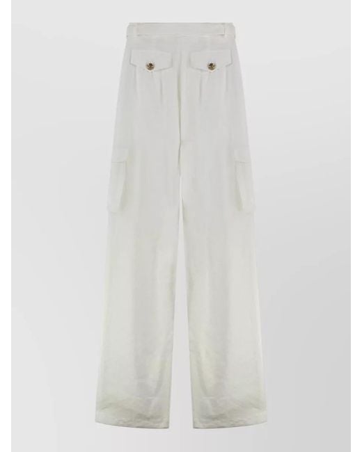 Versace Jeans Couture White Wide Leg Cargo Pants Belt Buttons