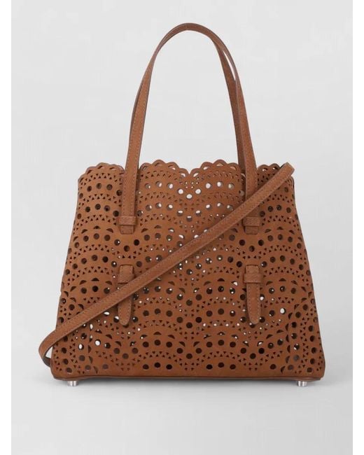 Alaïa Brown Mina 25 Tote Bag Nubuck Leather