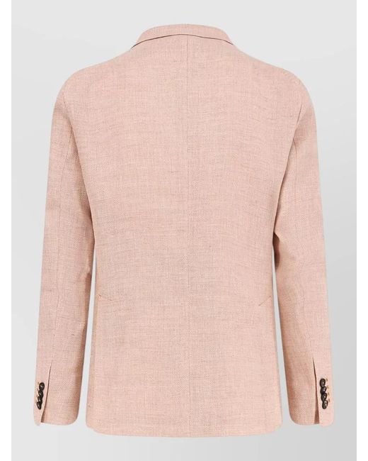 Tagliatore Pink Linen Virgin Wool Blazer Single Breasted for men