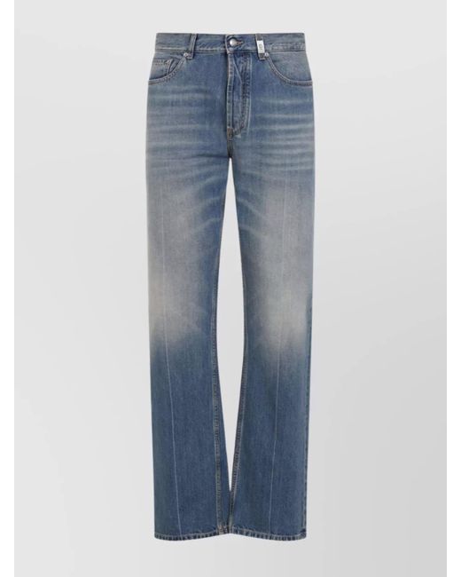McQueen Blue Denim Mid-Rise Straight-Leg Jeans for men