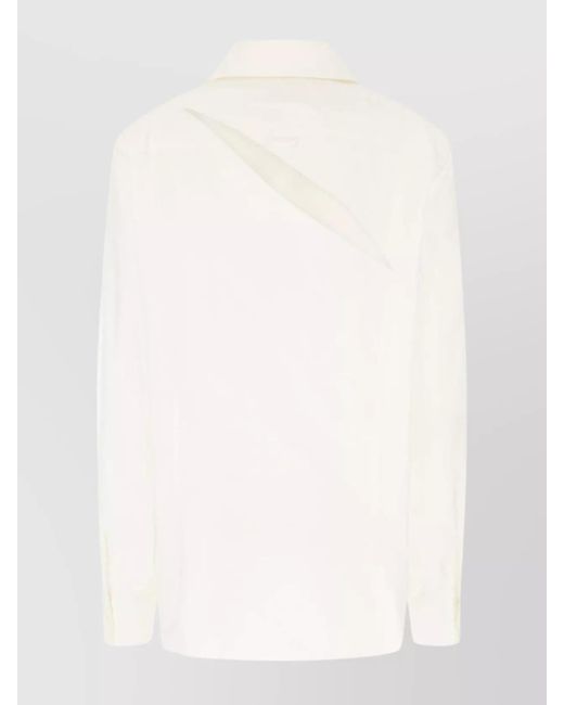 MM6 by Maison Margiela White Cotton Oversized Cutout Shirt