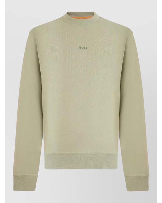 Boss Green Cotton Crew Neck Sweatshirt for men