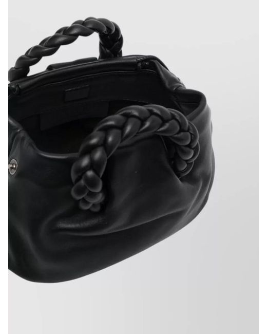 Hereu Black Bombon Leather Mini Bag Braided Handles