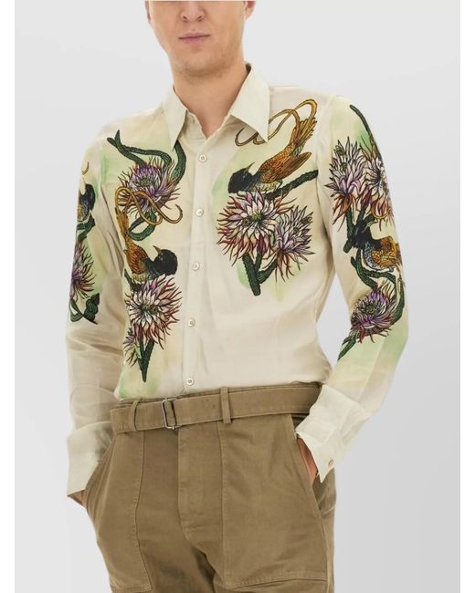 Dries Van Noten Natural Printed Slim-Fit Shirt for men